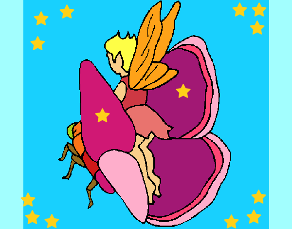 Dibujo Duende y mariposa pintado por LunaLunita