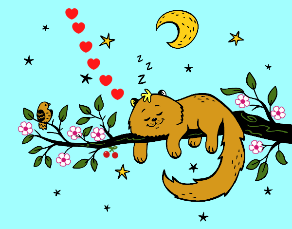 Dibujo El gato y la luna pintado por LunaLunita