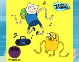 Dibujo Finn y Jake escuchando música pintado por Hannis28