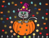 Dibujo Gatito de Halloween pintado por esmelu