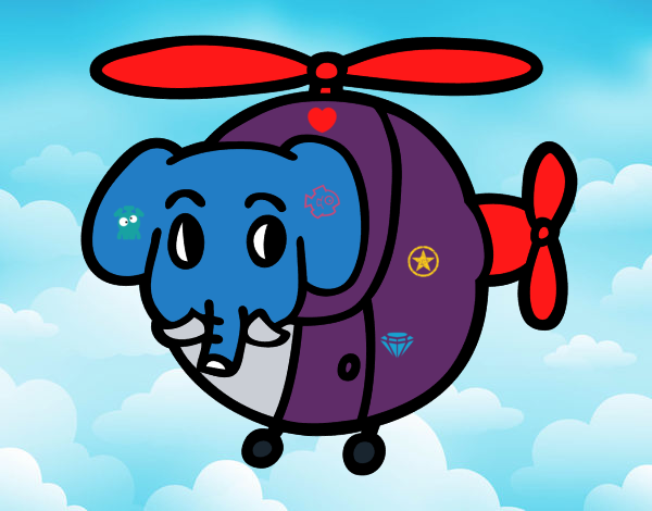 Helióptero con elefante