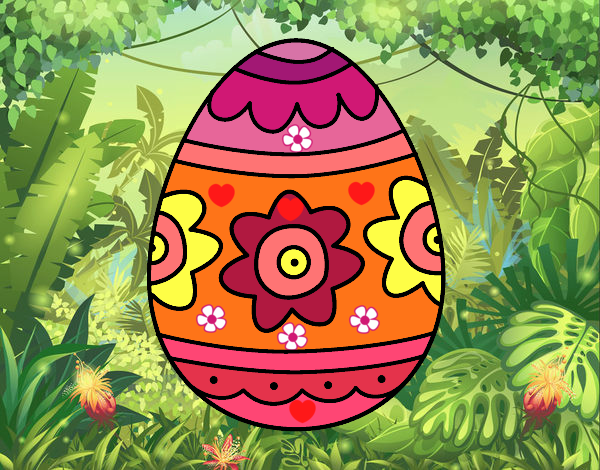 Dibujo Huevo de Pascua con flores pintado por LunaLunita