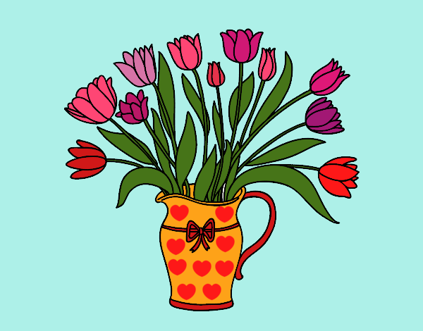 Dibujo Jarrón de tulipanes pintado por LunaLunita