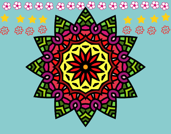 Dibujo Mandala estrella floral pintado por LunaLunita