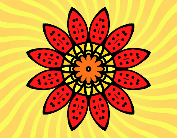 Dibujo Mandala flor con pétalos pintado por LunaLunita