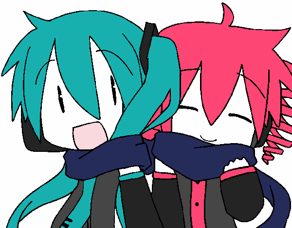 Miku y Len con bufanda