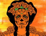 Dibujo Mujer calavera mejicana pintado por tilditus