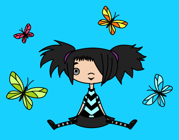 Niña con mariposas