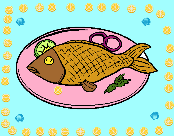 Dibujo Plato de pescado pintado por LunaLunita
