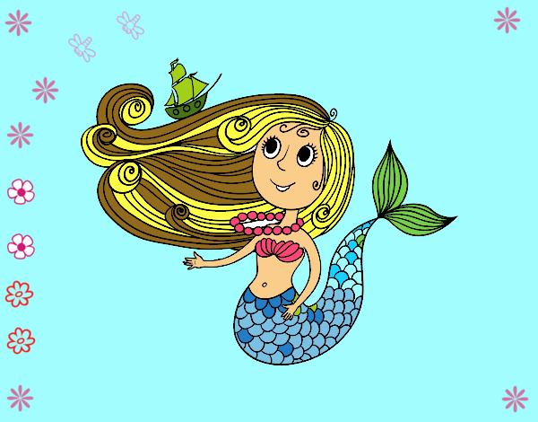 Dibujo Sirena con barquito pintado por LunaLunita