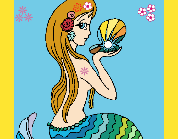 Dibujo Sirena y perla pintado por LunaLunita