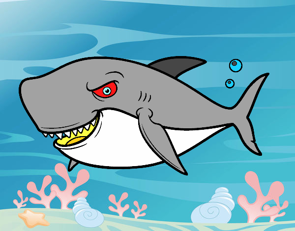 Dibujo Tiburón dentudo pintado por LunaLunita