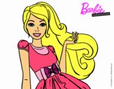 Dibujo Barbie con su vestido con lazo pintado por Valeria56