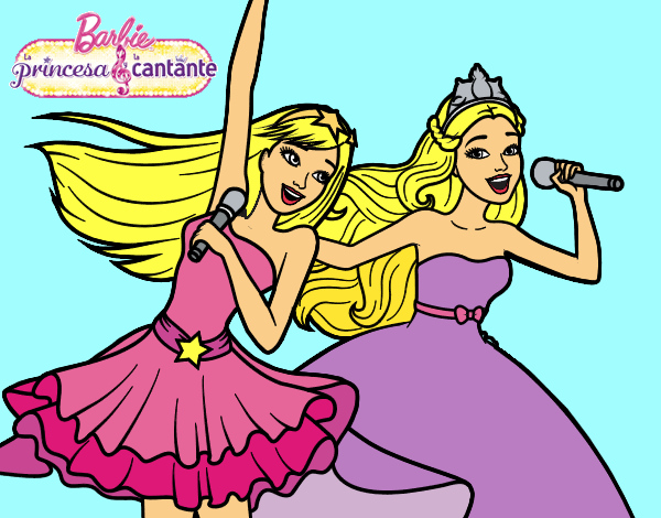 Barbie y la princesa cantando