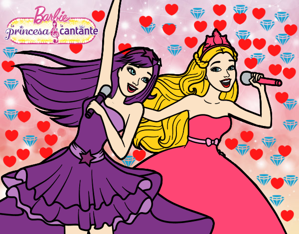 Barbie y la princesa cantando