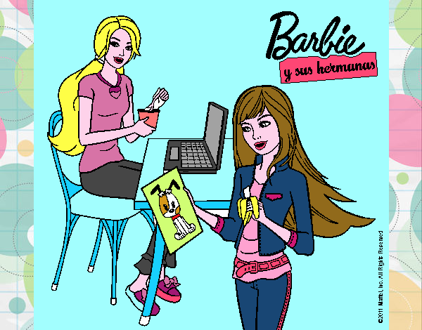 Barbie y su hermana merendando