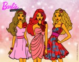 Dibujo Barbie y sus amigas vestidas de fiesta pintado por RocioNayla