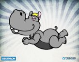 Dibujo Decathlon - Hipopótamo nadador pintado por polette