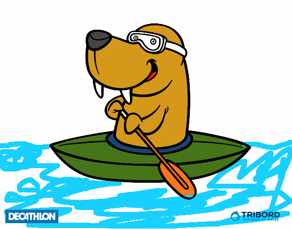 Dibujo Decathlon - Morsa en kayak pintado por Cris16