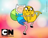 Dibujo Finn y Jake abrazados pintado por superbea