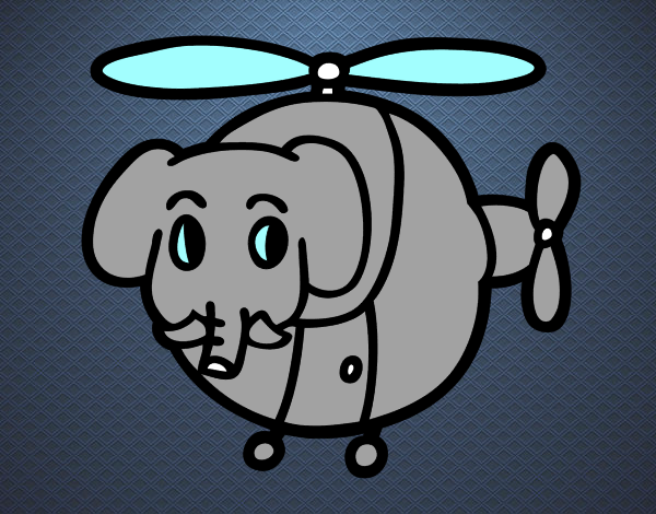 Helióptero con elefante