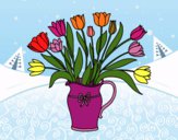 Dibujo Jarrón de tulipanes pintado por tilditus