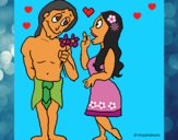Dibujo Jóvenes mayas enamorados pintado por LunaLunita