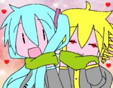 Miku y Len con bufanda