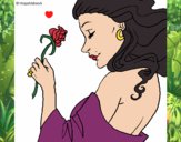 Dibujo Princesa con una rosa pintado por yolenny