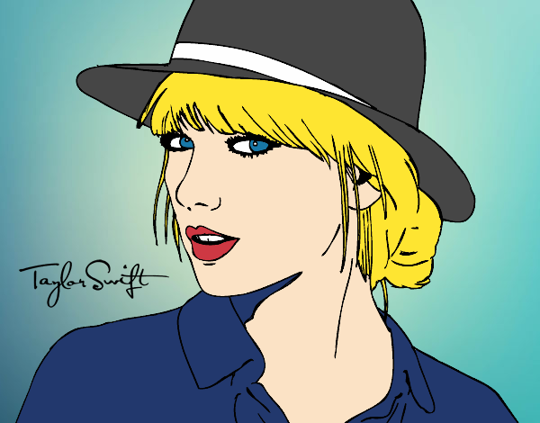 Dibujo Taylor Swift con sombrero pintado por vanesa123
