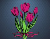 Dibujo Tulipanes con lazo pintado por tilditus