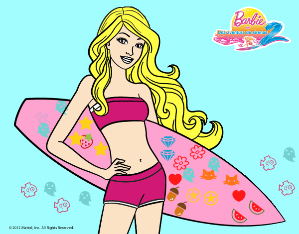 Barbie con tabla de surf