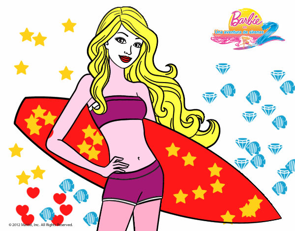 Barbie con tabla de surf