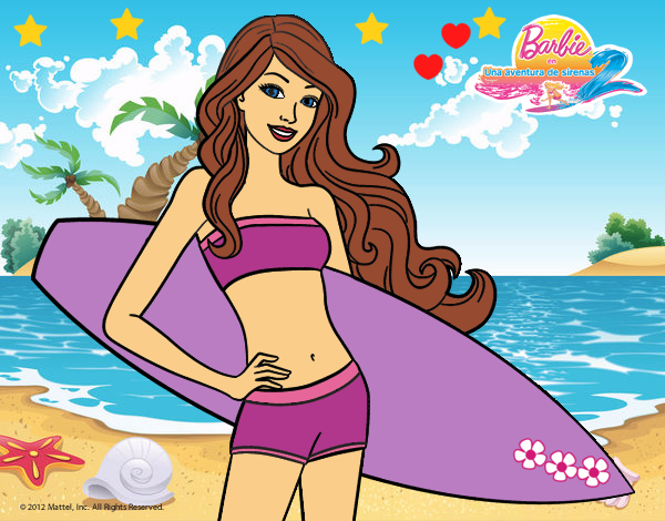 Barbie con tabla de surf