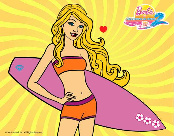 Barbie con tabla de surf