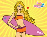 Dibujo Barbie con tabla de surf pintado por LunaLunita