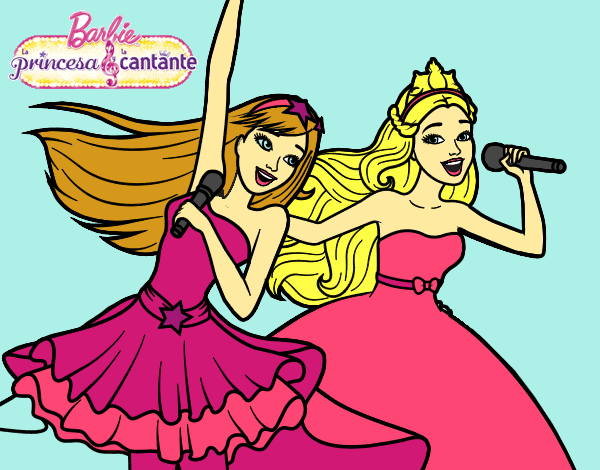 Barbie y la princesa cantando