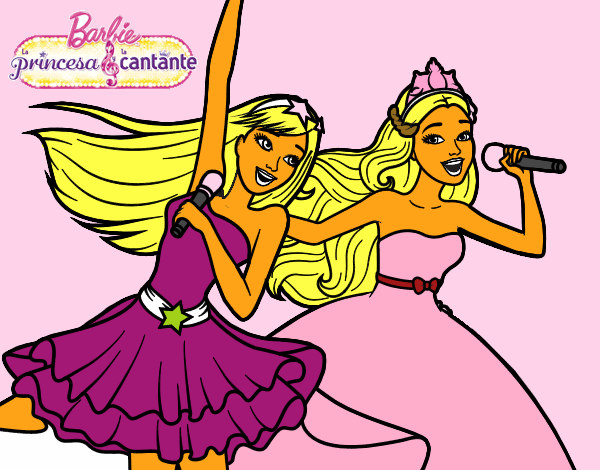 Barbie y la princesa cantando