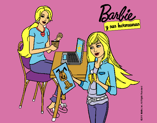 Barbie y su hermana merendando