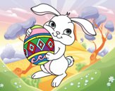 Dibujo Conejo con huevo de pascua pintado por clara21148