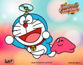 Dibujo Doraemon volando pintado por superbea