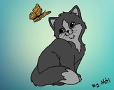 Dibujo Gatito y mariposa pintado por Gorritz