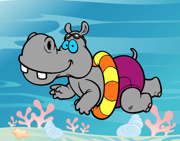 Dibujo de Hipopótamo nadando pintado por en  el día 10-07-15 a  las 00:30:00. Imprime, pinta o colorea tus propios dibujos!