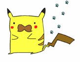 Dibujo Pikachu con bigote pintado por inazuma11
