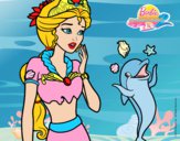 Dibujo Sirena con delfín pintado por queyla