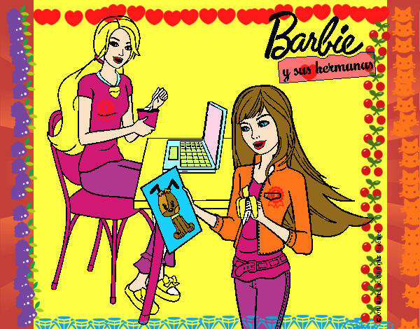 Barbie y su hermana merendando