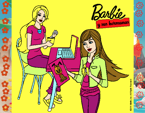 Barbie y su hermana merendando