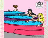 Dibujo Barbie y sus amigas en el jacuzzi pintado por tilditus