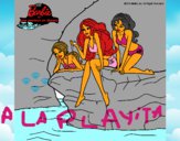 Dibujo Barbie y sus amigas sentadas pintado por RocioNayla
