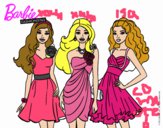 Dibujo Barbie y sus amigas vestidas de fiesta pintado por tilditus